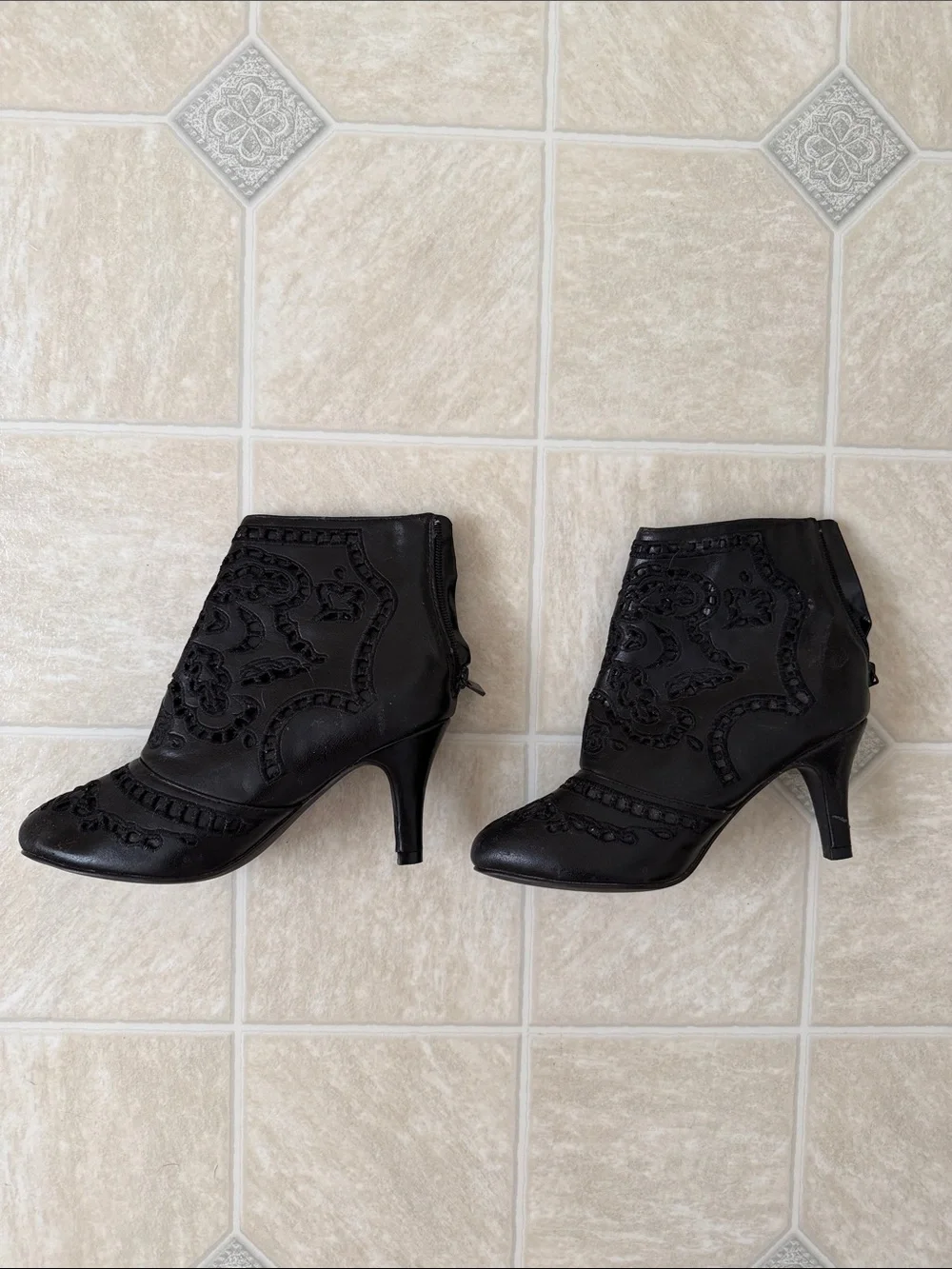 Black Textured Booties